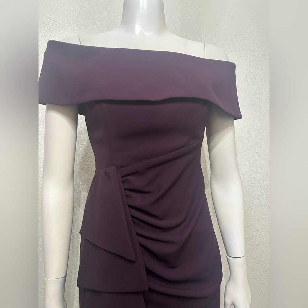 XScape Off the Shoulder Elegant Purple Evening Gown - Picture 2 of 4